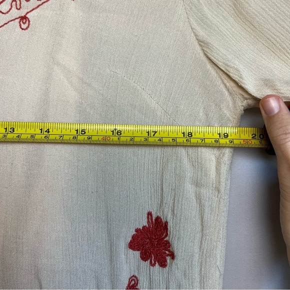 Free People Skyfall Embroidered Tunic Dress Sz M Cream Boho Bell Sleeve READ - Picture 6 of 16